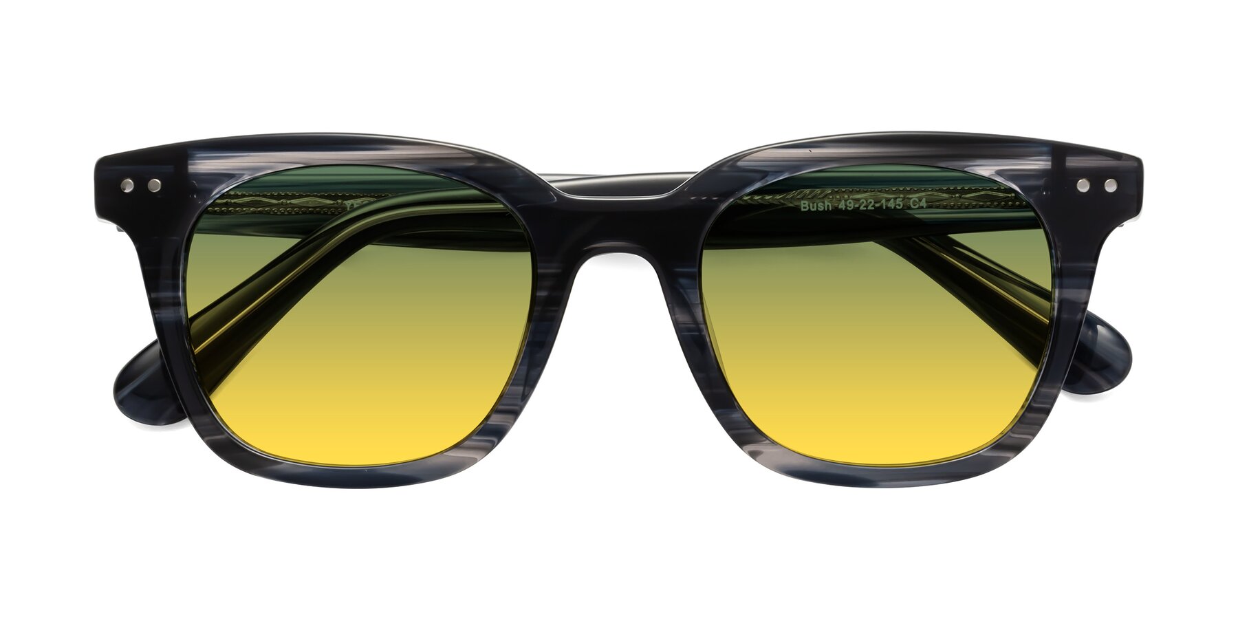 Folded Front of Bush in Stripe Gray with Green / Yellow Gradient Lenses