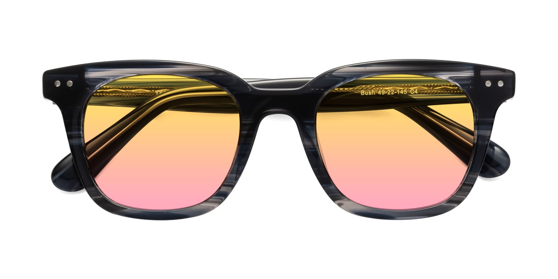 Folded Front of Bush in Stripe Gray with Yellow / Pink Gradient Lenses