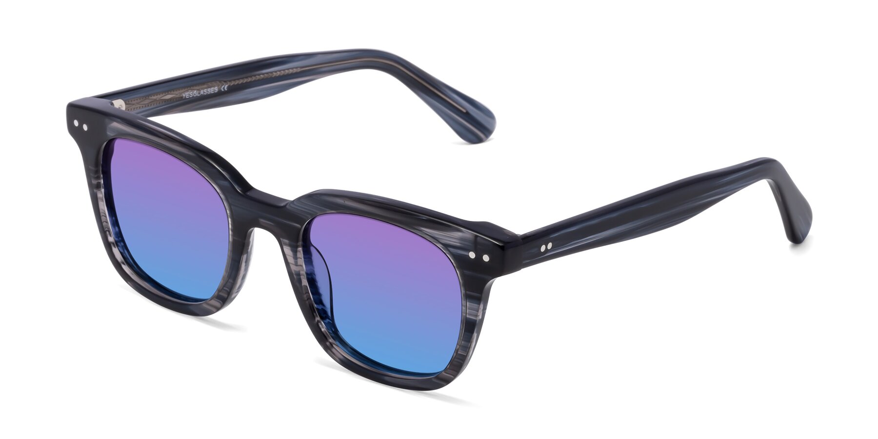 Angle of Bush in Stripe Gray with Purple / Blue Gradient Lenses