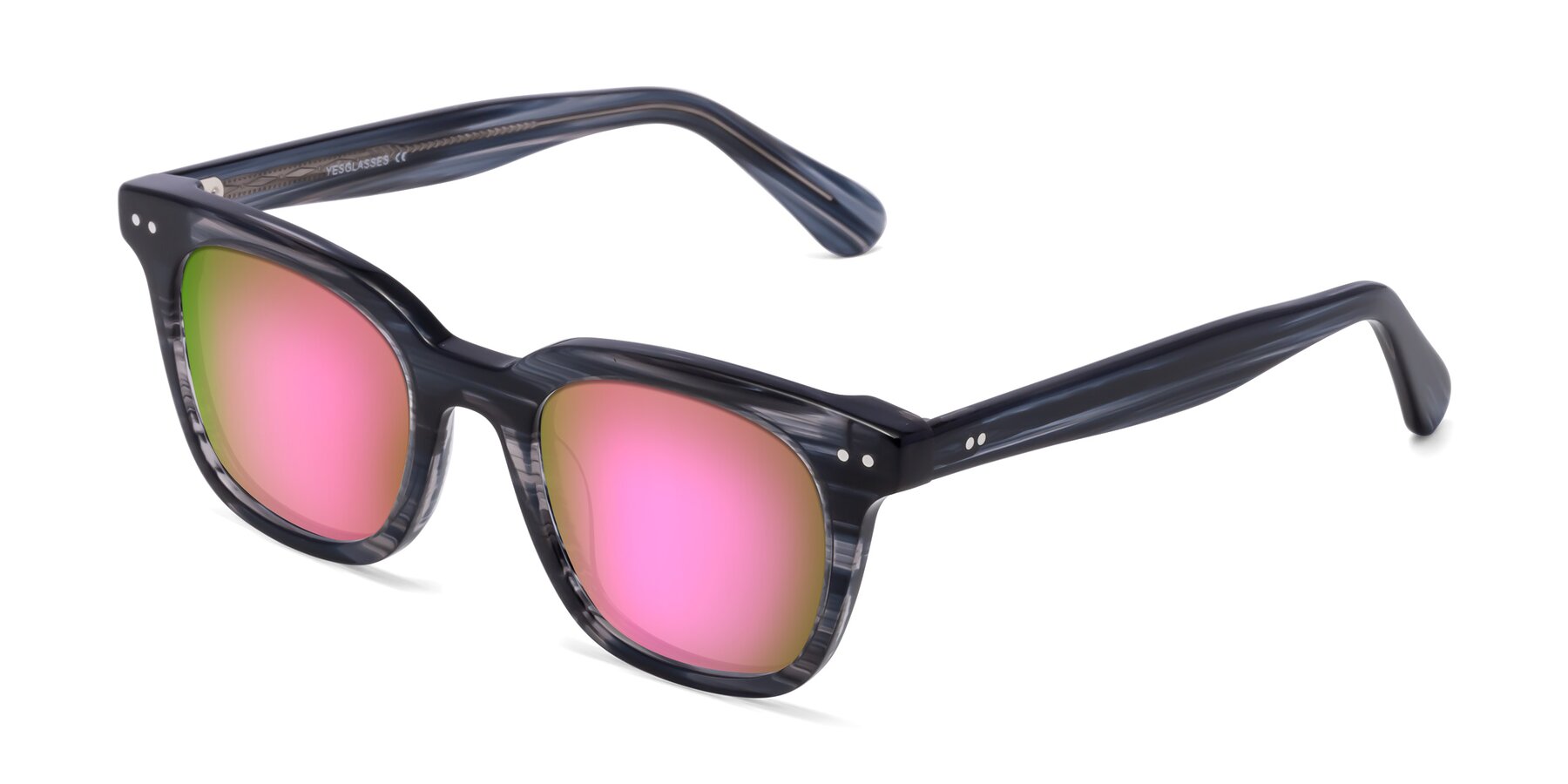 Angle of Bush in Stripe Gray with Pink Mirrored Lenses