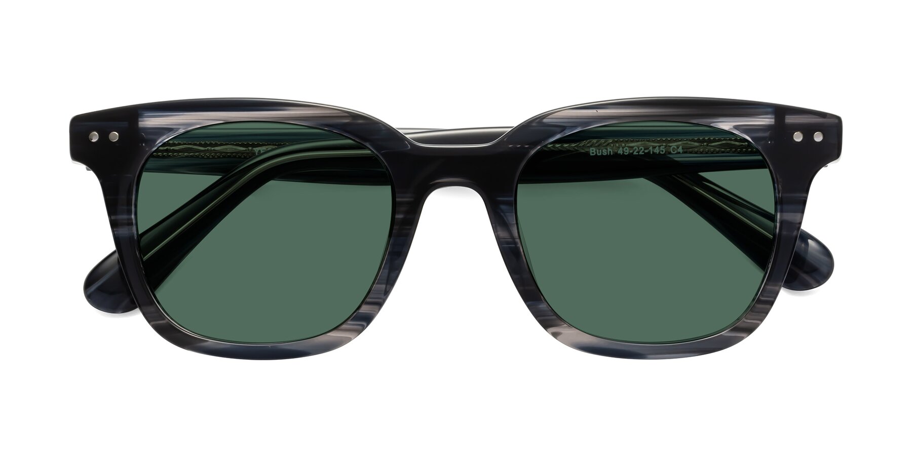 Folded Front of Bush in Stripe Gray with Green Polarized Lenses