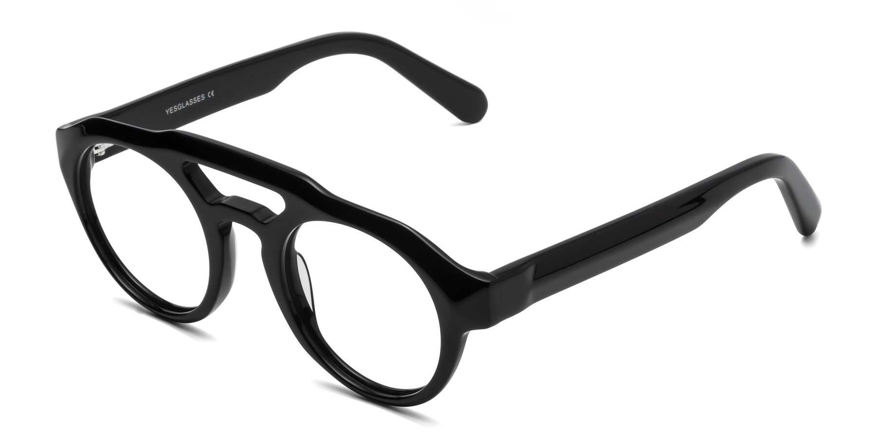 Angle of Crown in Black with Clear Reading Eyeglass Lenses