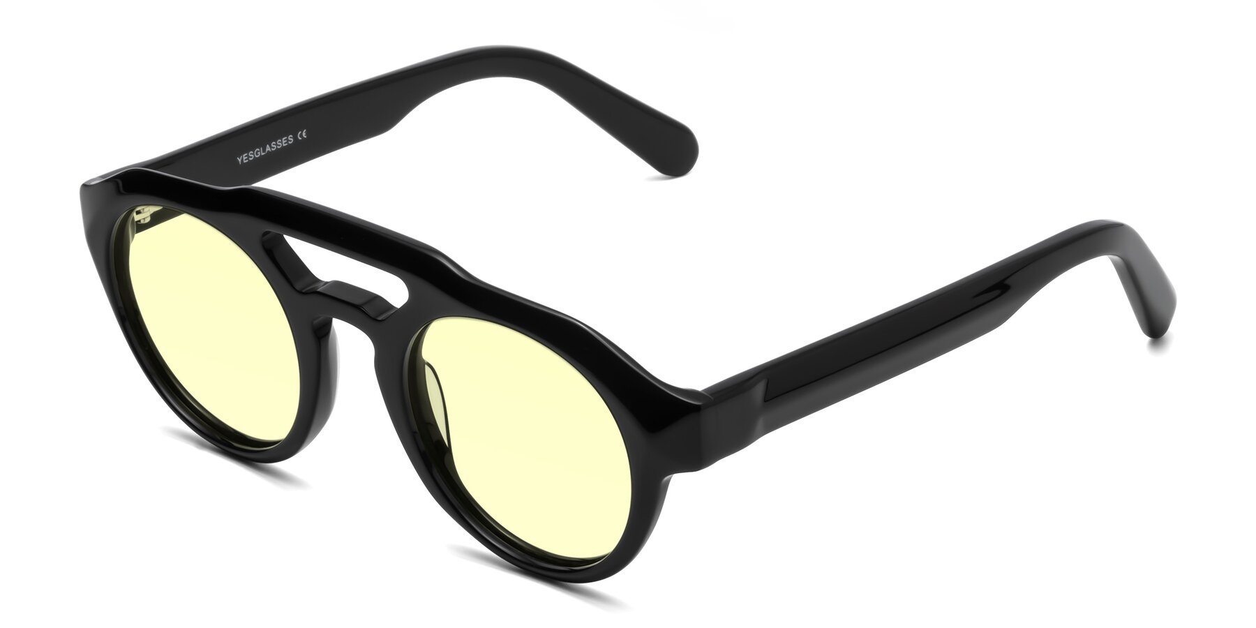 Angle of Crown in Black with Light Yellow Tinted Lenses