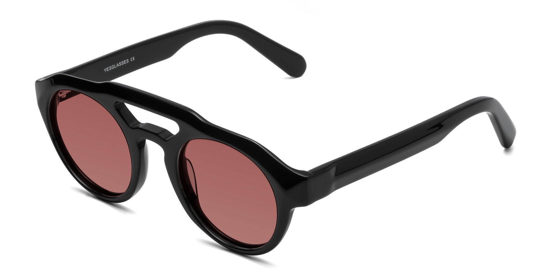 Angle of Crown in Black with Garnet Tinted Lenses