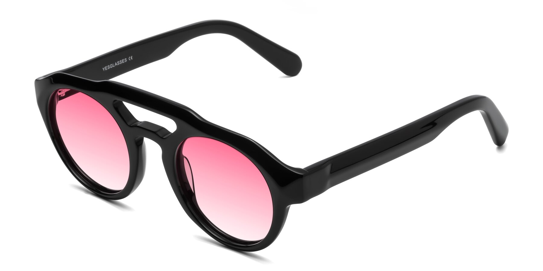 Angle of Crown in Black with Pink Gradient Lenses