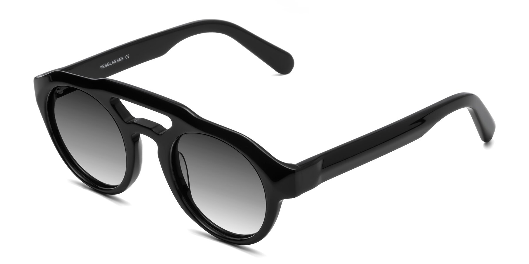 Angle of Crown in Black with Gray Gradient Lenses
