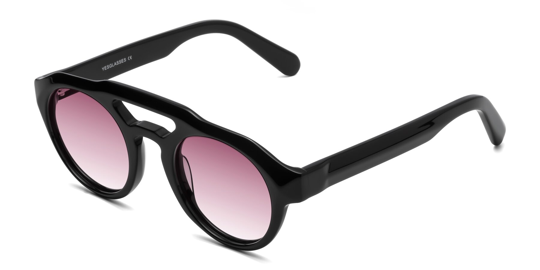 Angle of Crown in Black with Wine Gradient Lenses