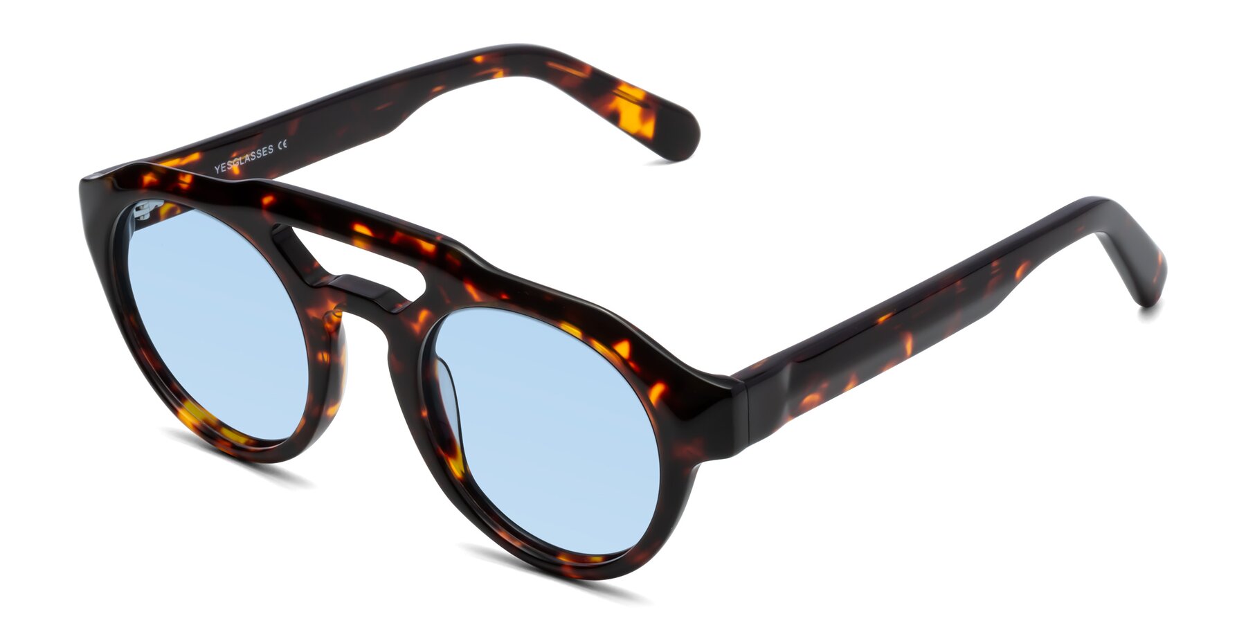 Angle of Crown in Tortoise with Light Blue Tinted Lenses