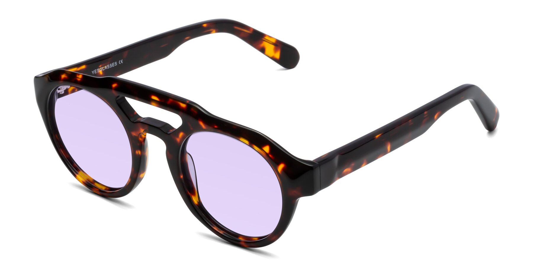 Angle of Crown in Tortoise with Light Purple Tinted Lenses
