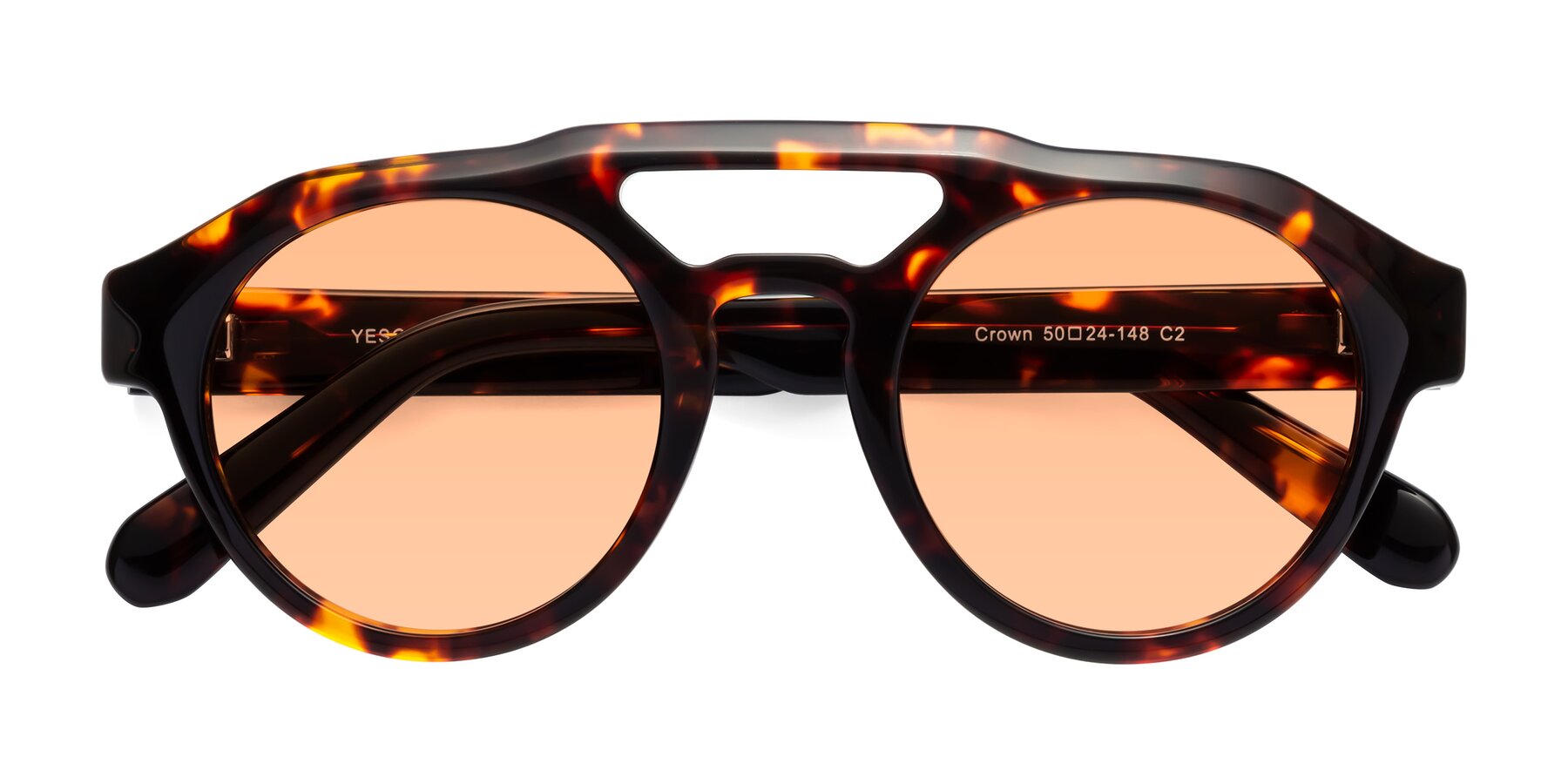 Folded Front of Crown in Tortoise with Light Orange Tinted Lenses