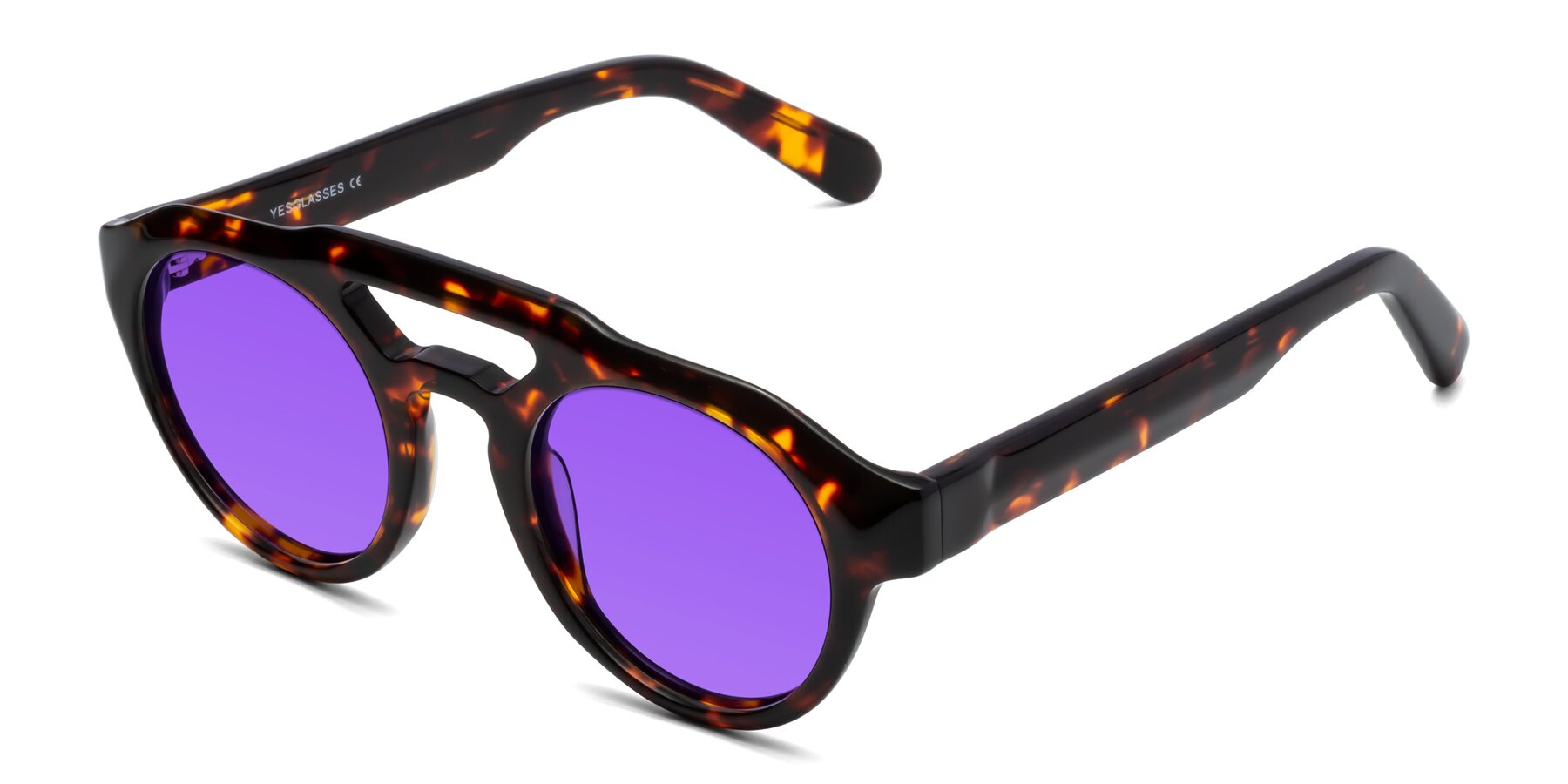 Angle of Crown in Tortoise with Purple Tinted Lenses
