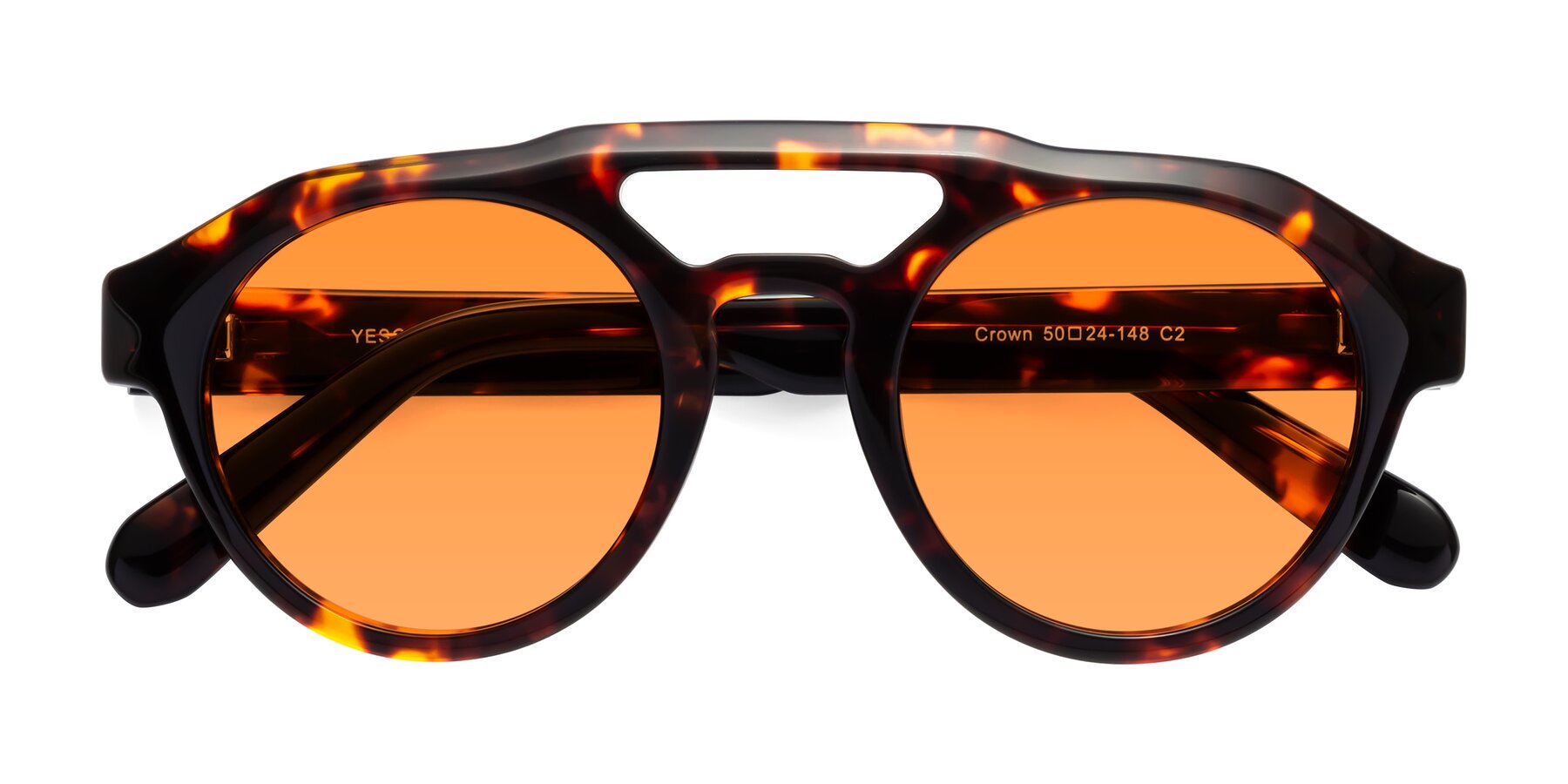 Folded Front of Crown in Tortoise with Orange Tinted Lenses