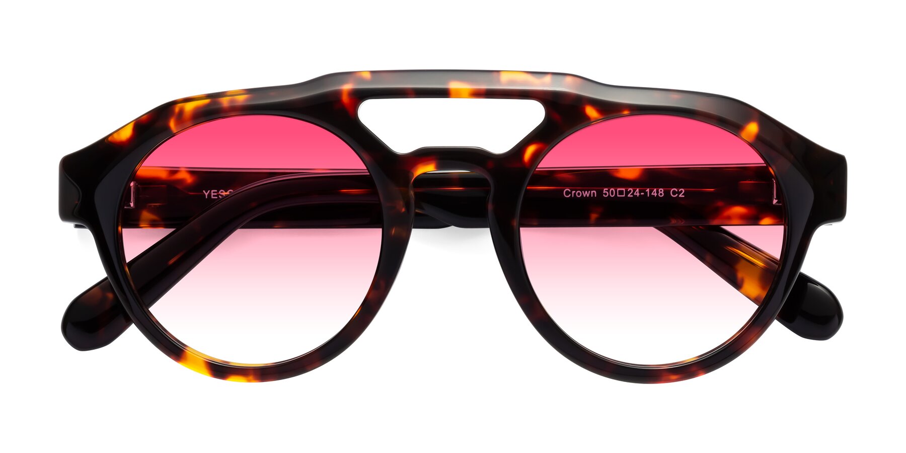 Folded Front of Crown in Tortoise with Pink Gradient Lenses