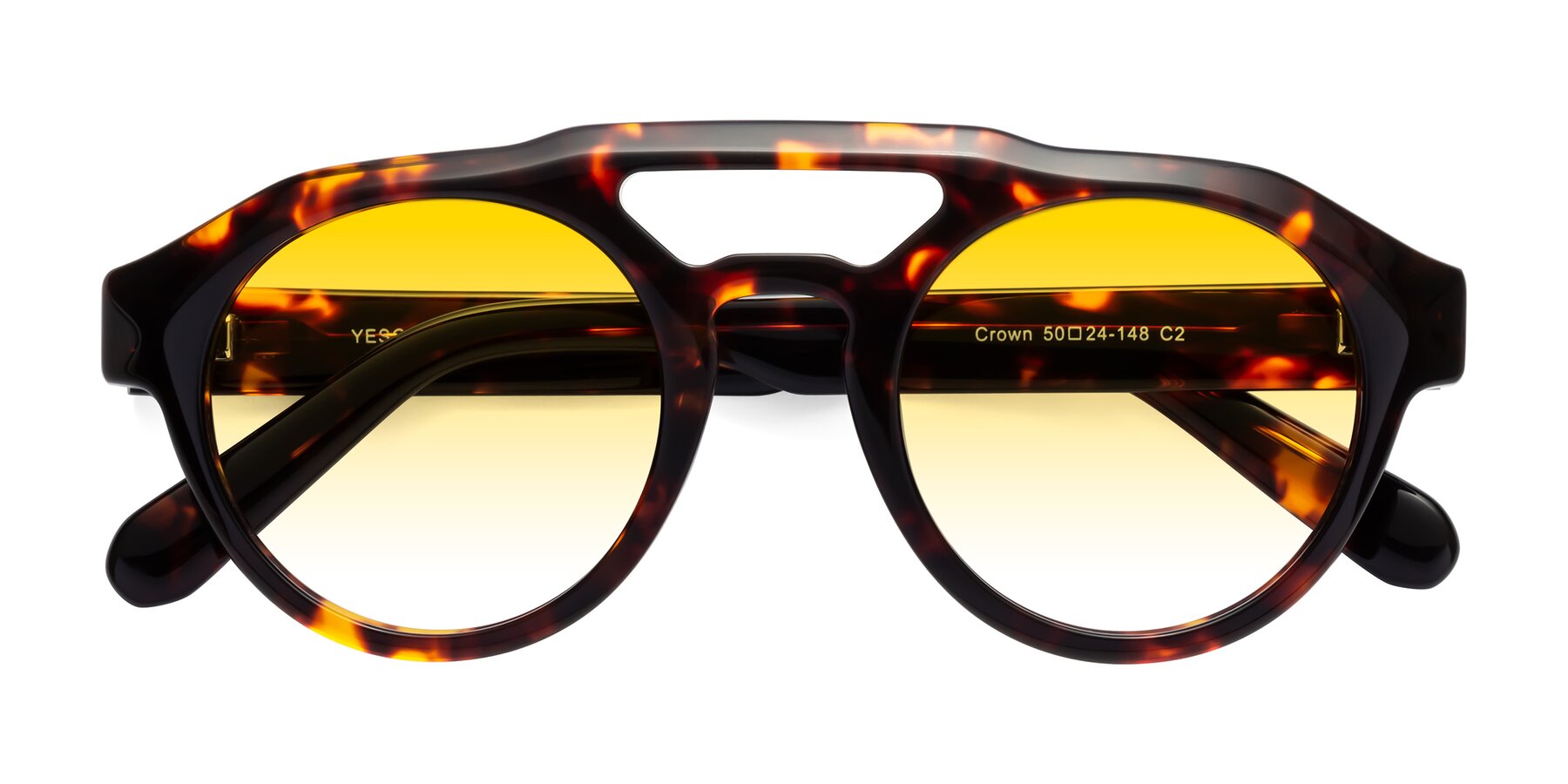 Folded Front of Crown in Tortoise with Yellow Gradient Lenses