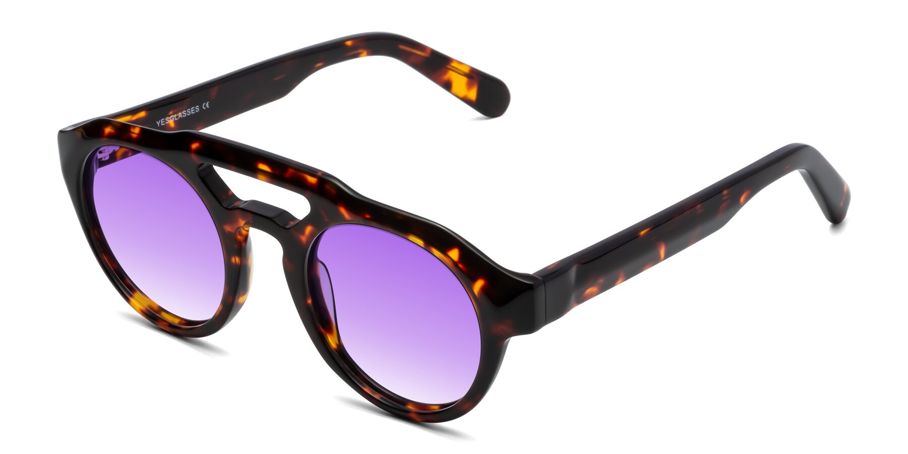 Angle of Crown in Tortoise with Purple Gradient Lenses