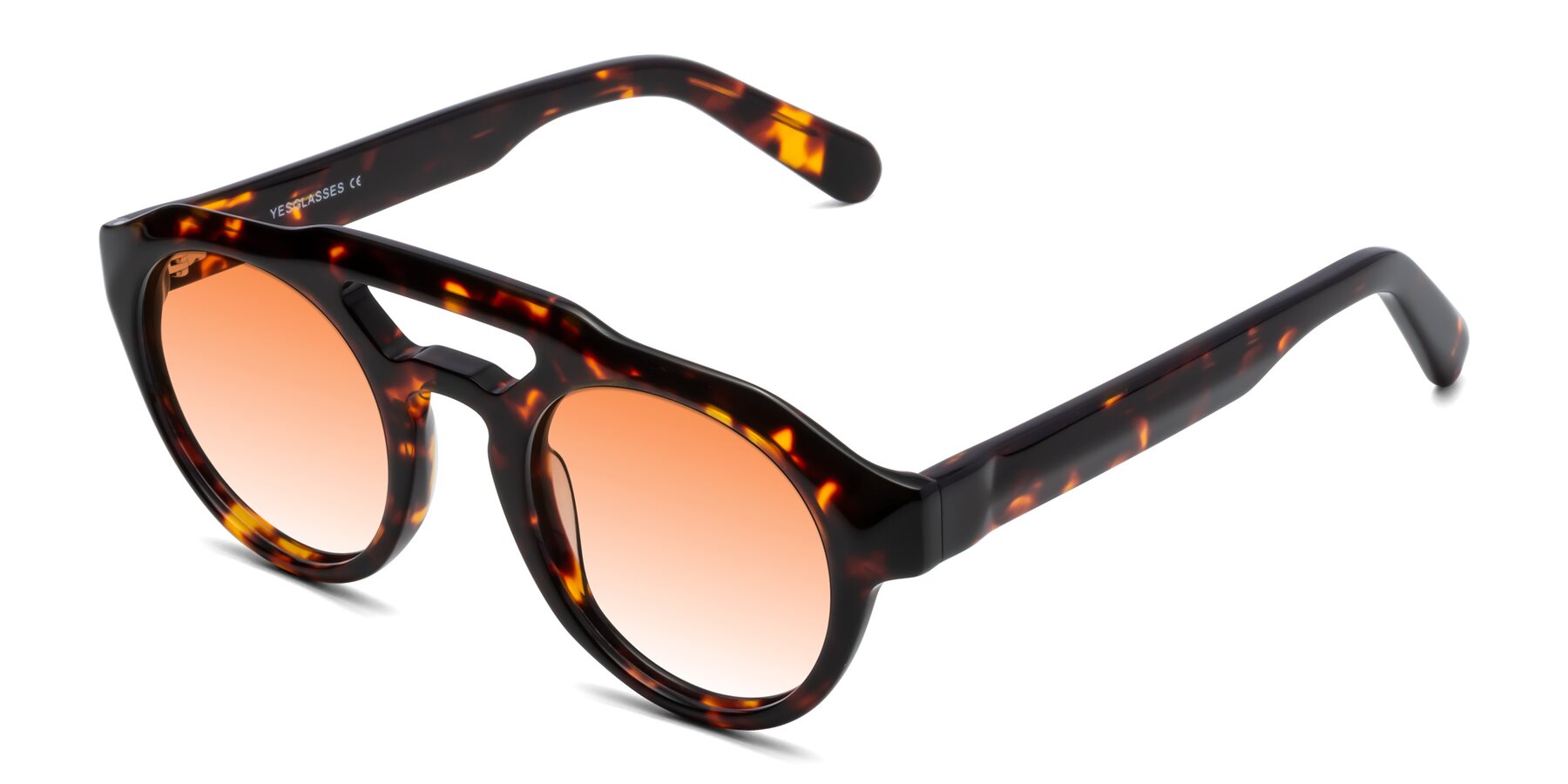 Angle of Crown in Tortoise with Orange Gradient Lenses