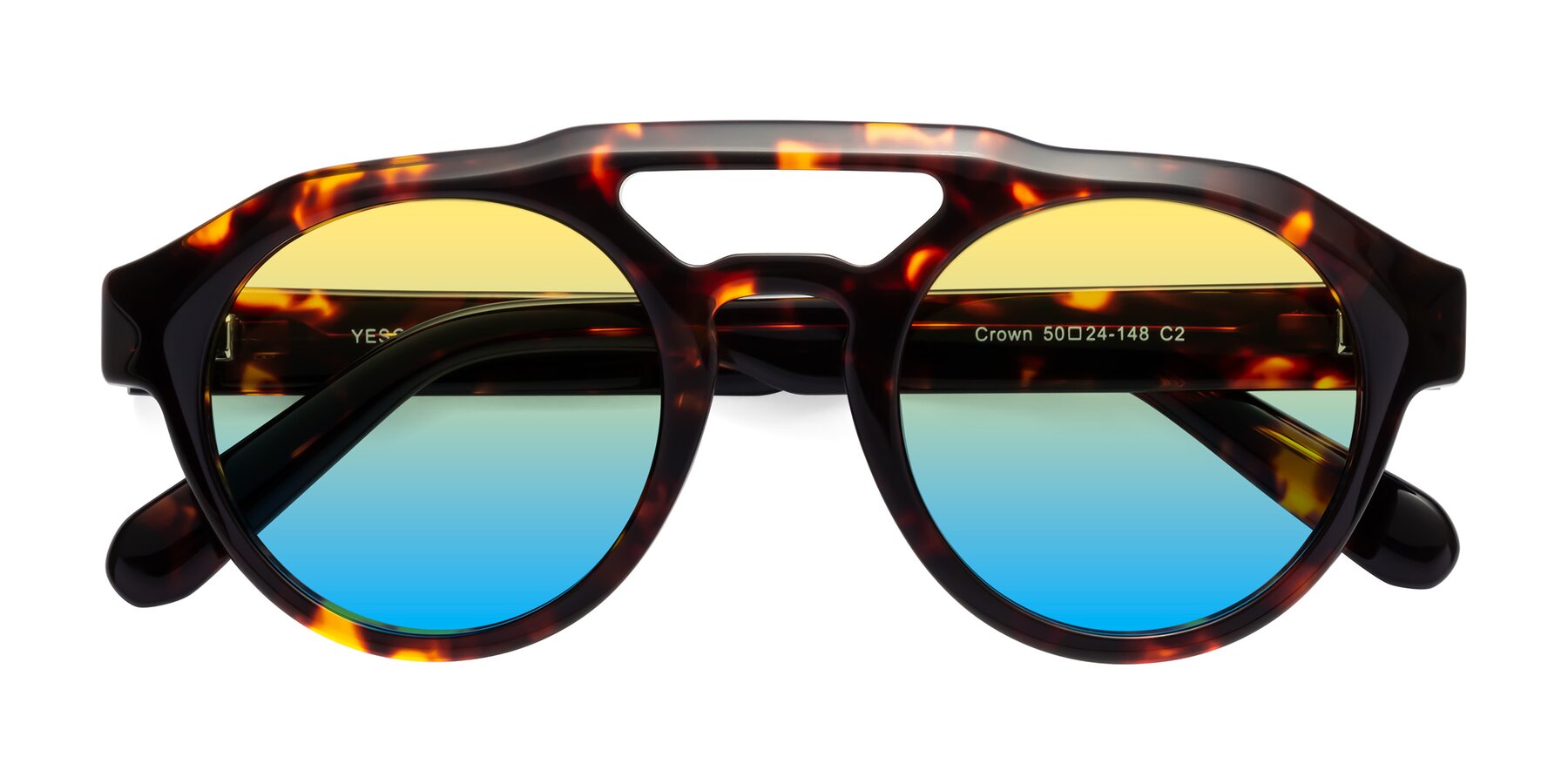 Folded Front of Crown in Tortoise with Yellow / Blue Gradient Lenses