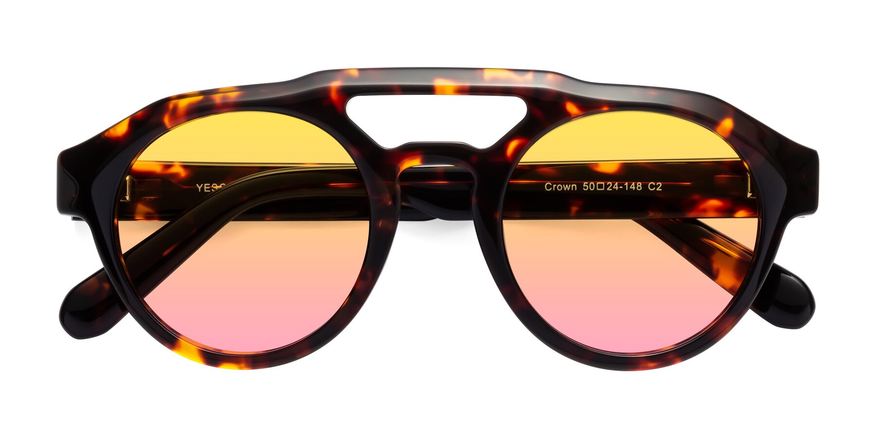 Folded Front of Crown in Tortoise with Yellow / Pink Gradient Lenses