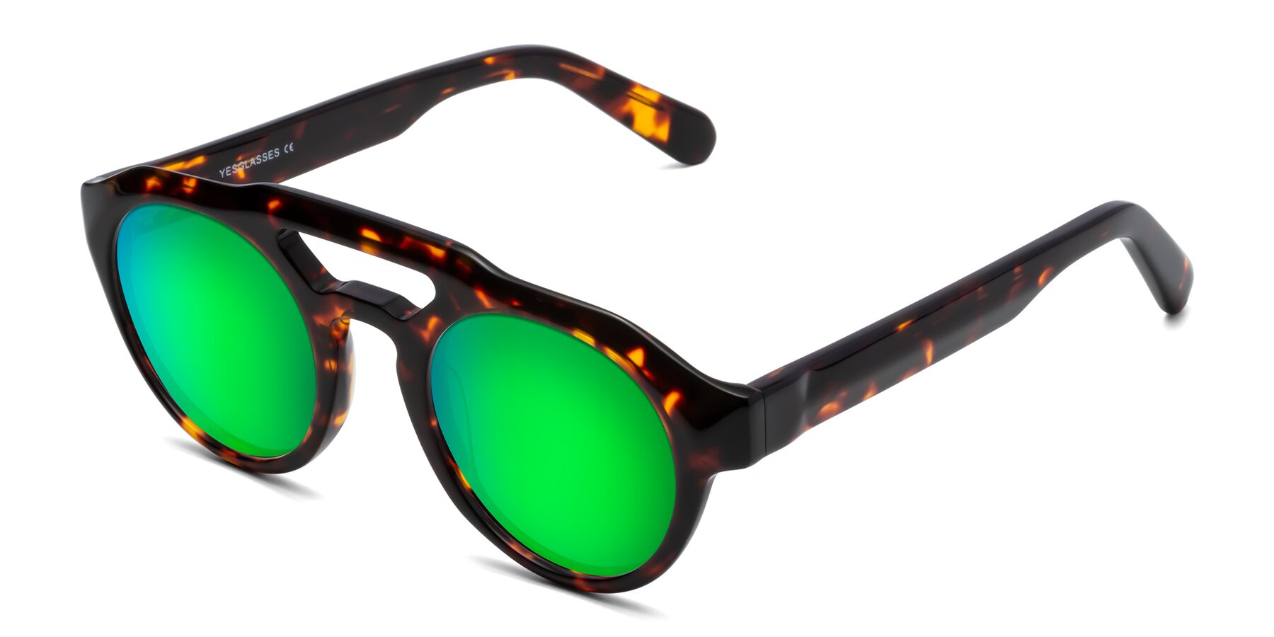 Angle of Crown in Tortoise with Green Mirrored Lenses
