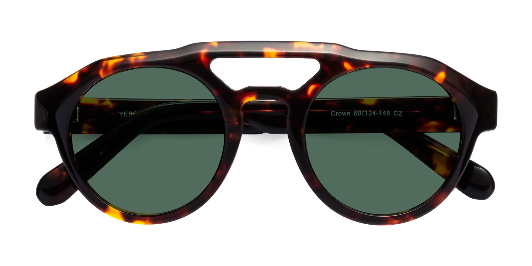 Folded Front of Crown in Tortoise with Green Polarized Lenses
