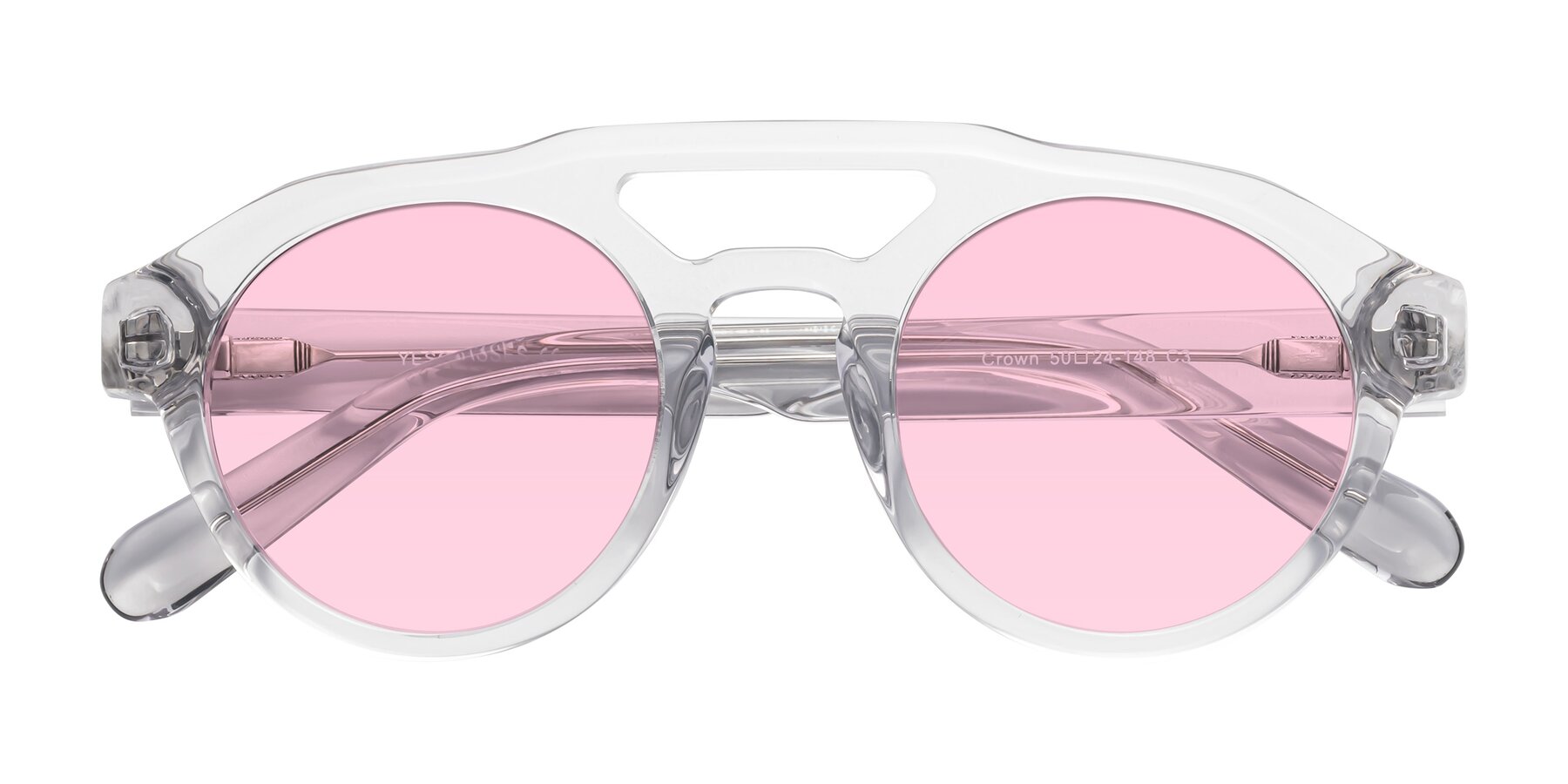 Folded Front of Crown in Light Gray with Light Pink Tinted Lenses