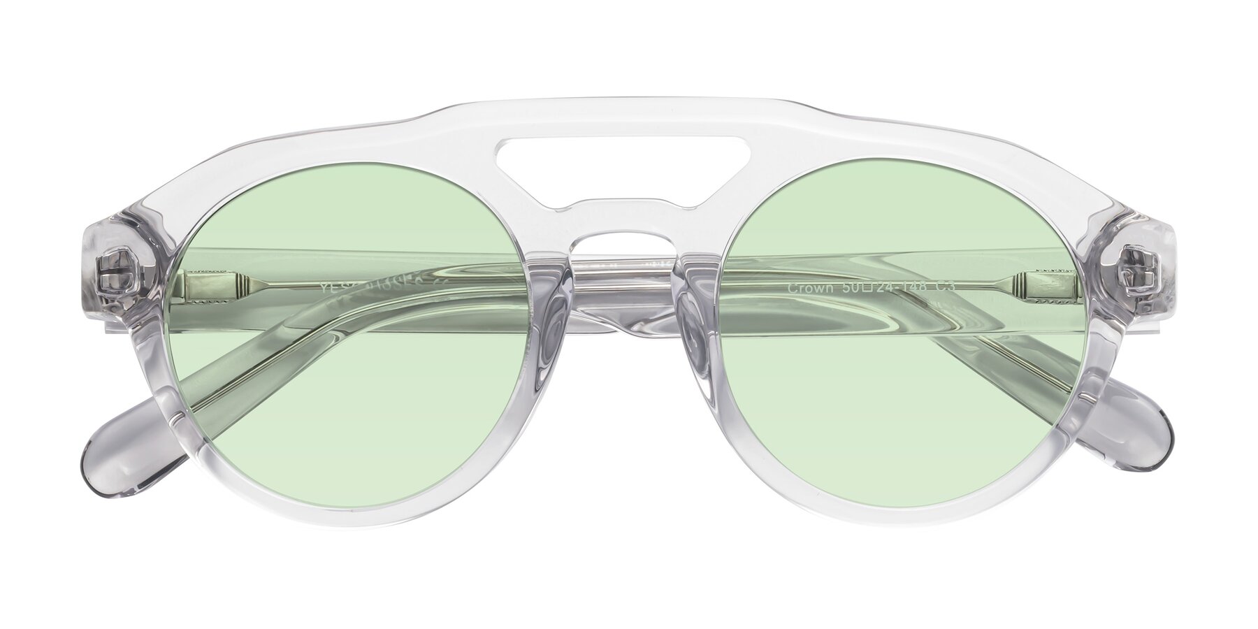 Folded Front of Crown in Light Gray with Light Green Tinted Lenses