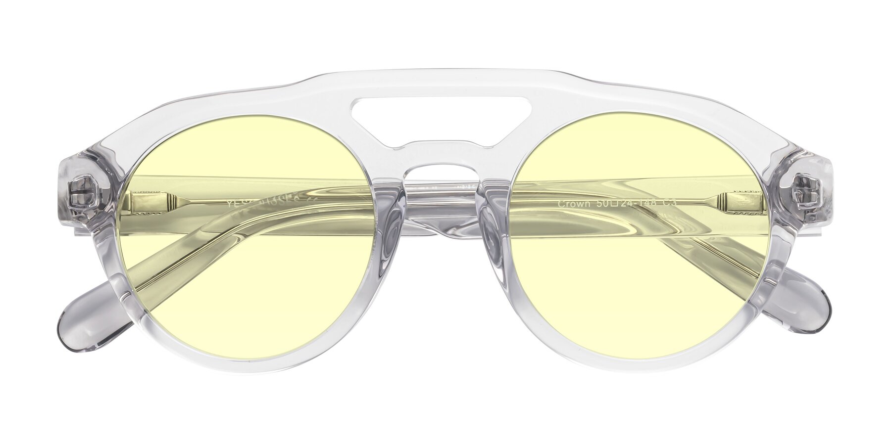 Folded Front of Crown in Light Gray with Light Yellow Tinted Lenses