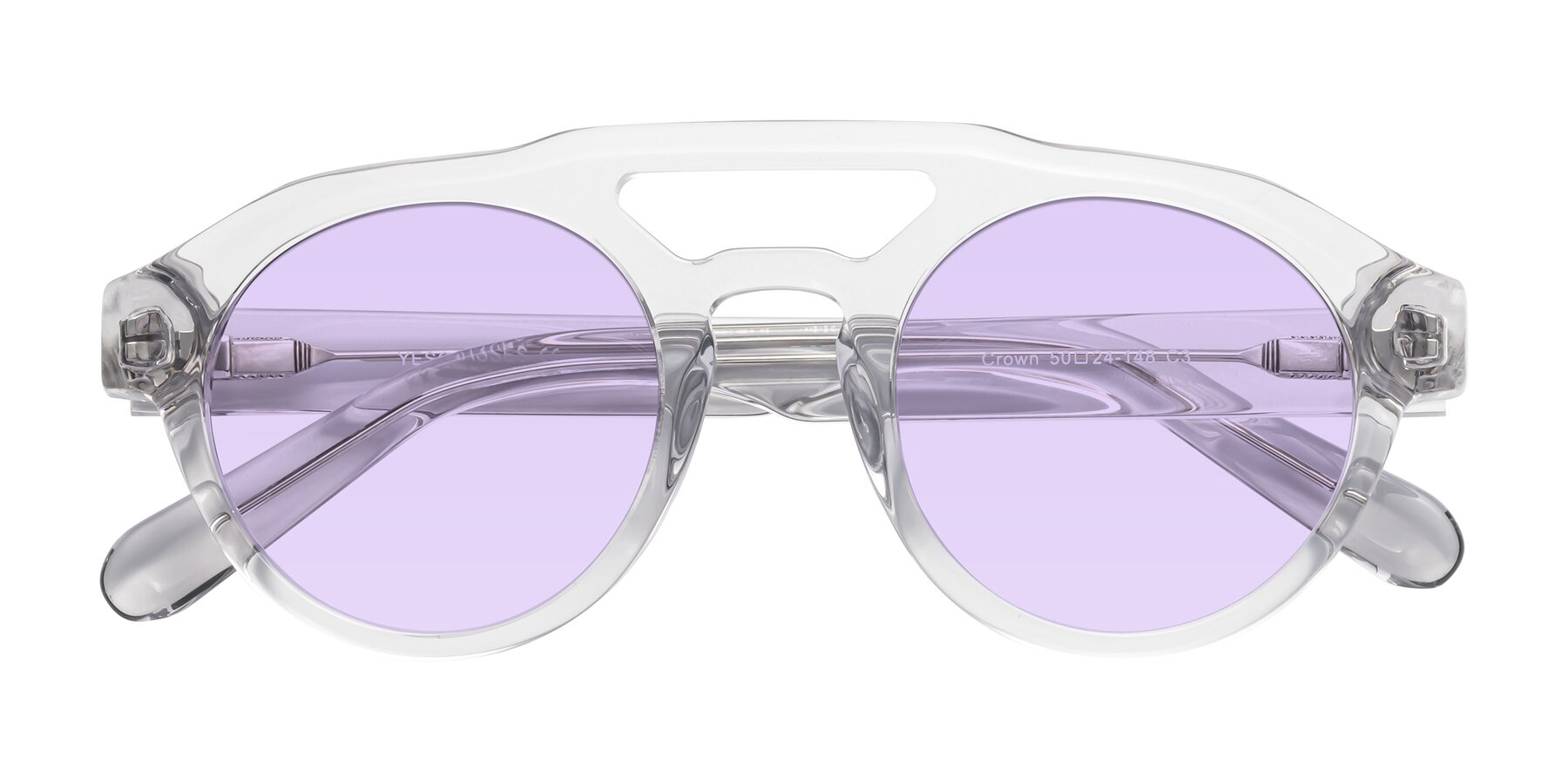 Folded Front of Crown in Light Gray with Light Purple Tinted Lenses
