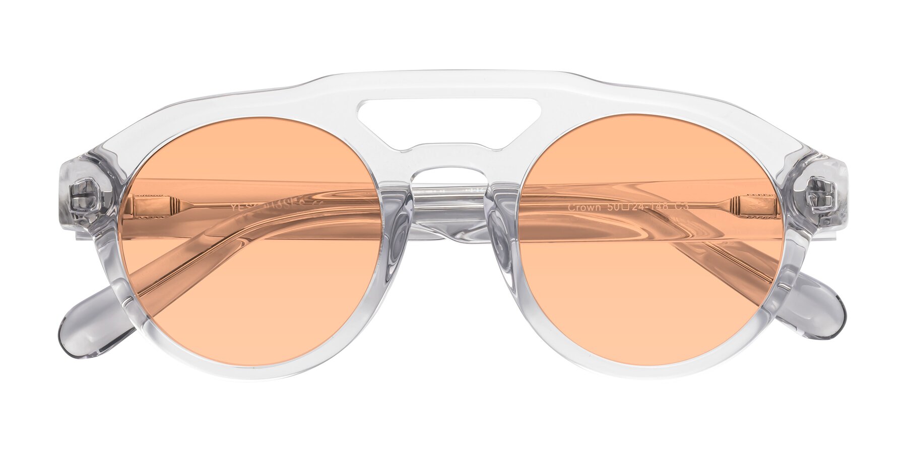 Folded Front of Crown in Light Gray with Light Orange Tinted Lenses