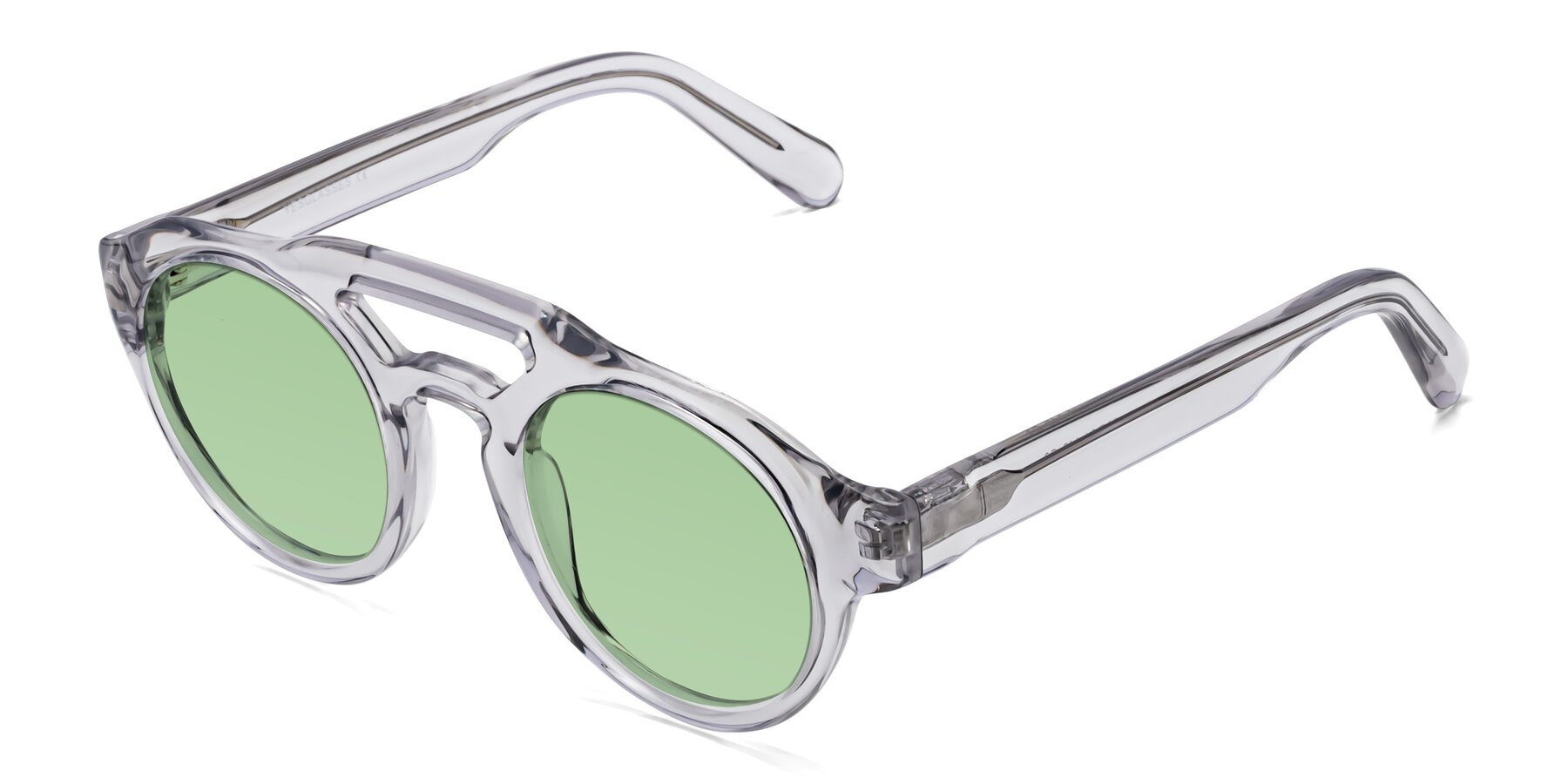 Angle of Crown in Light Gray with Medium Green Tinted Lenses