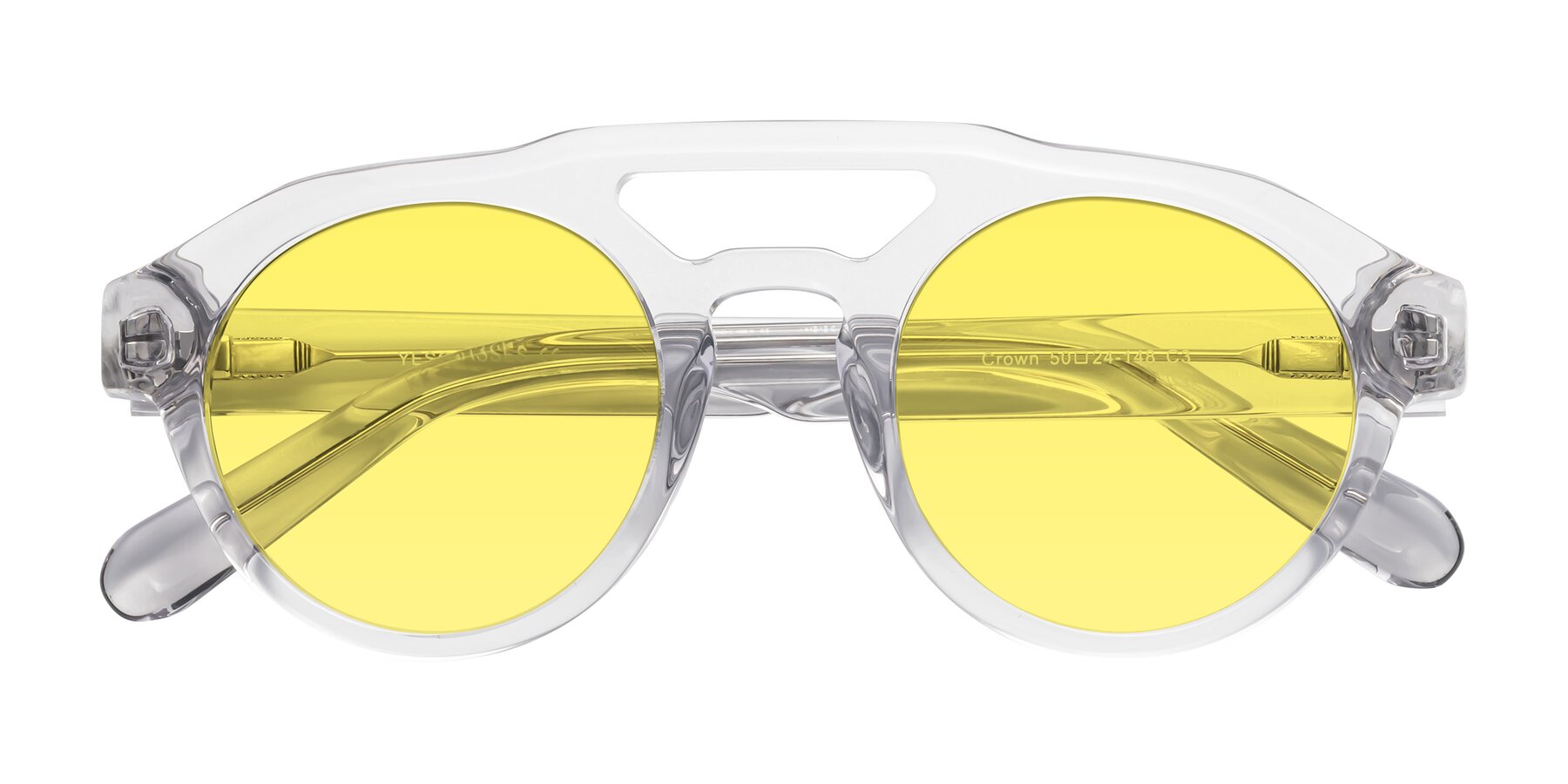 Folded Front of Crown in Light Gray with Medium Yellow Tinted Lenses
