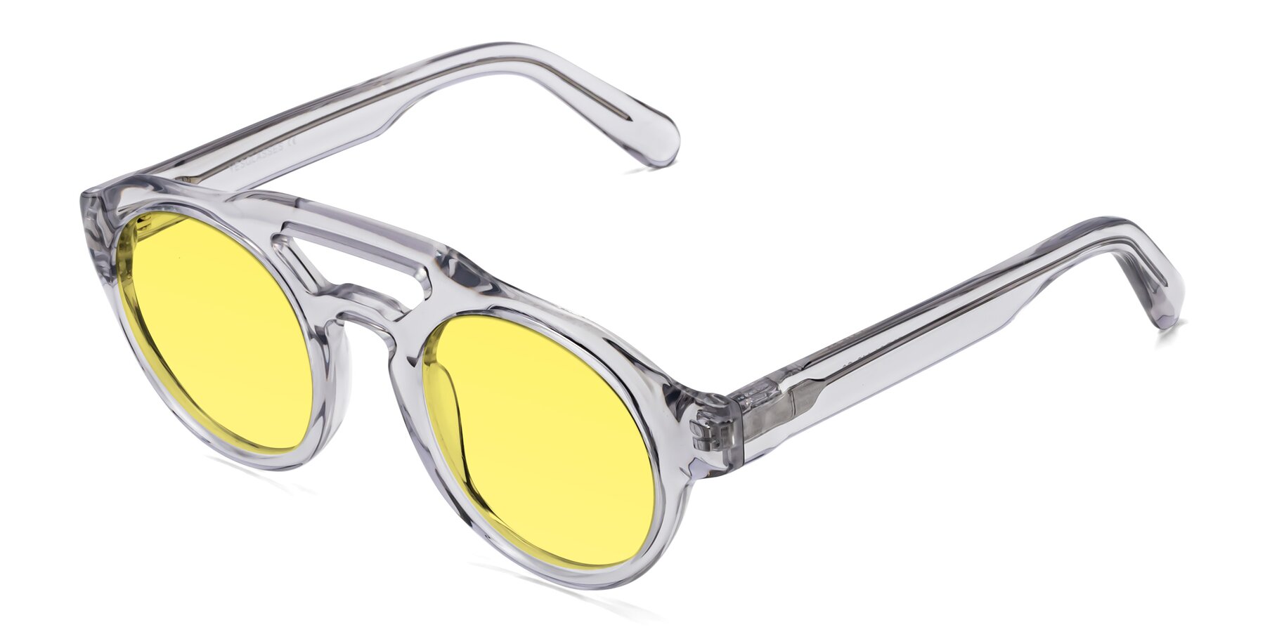 Angle of Crown in Light Gray with Medium Yellow Tinted Lenses