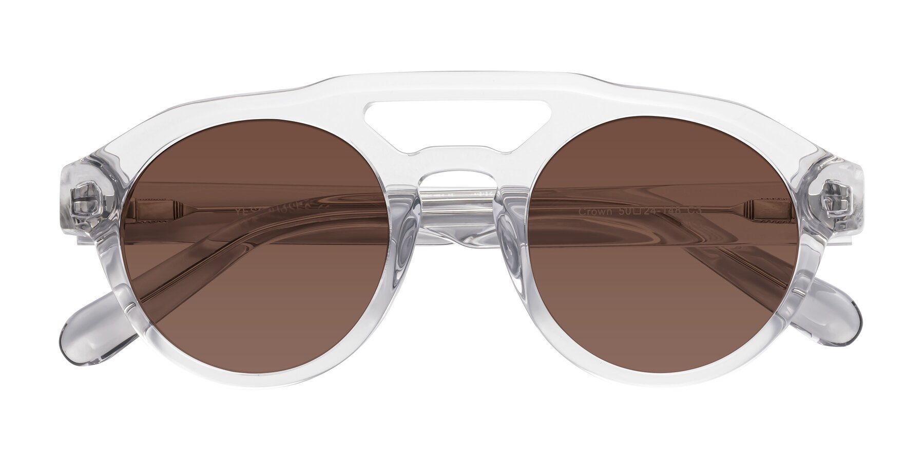 Folded Front of Crown in Light Gray with Brown Tinted Lenses