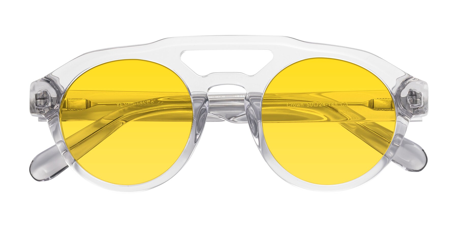 Folded Front of Crown in Light Gray with Yellow Tinted Lenses