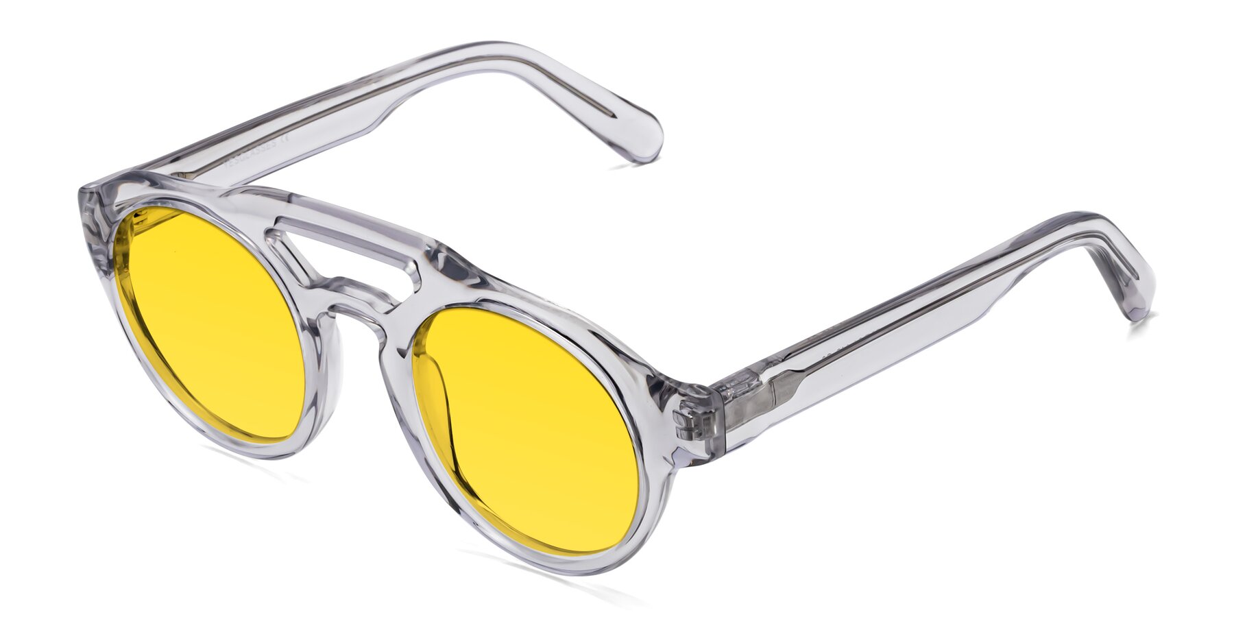 Angle of Crown in Light Gray with Yellow Tinted Lenses
