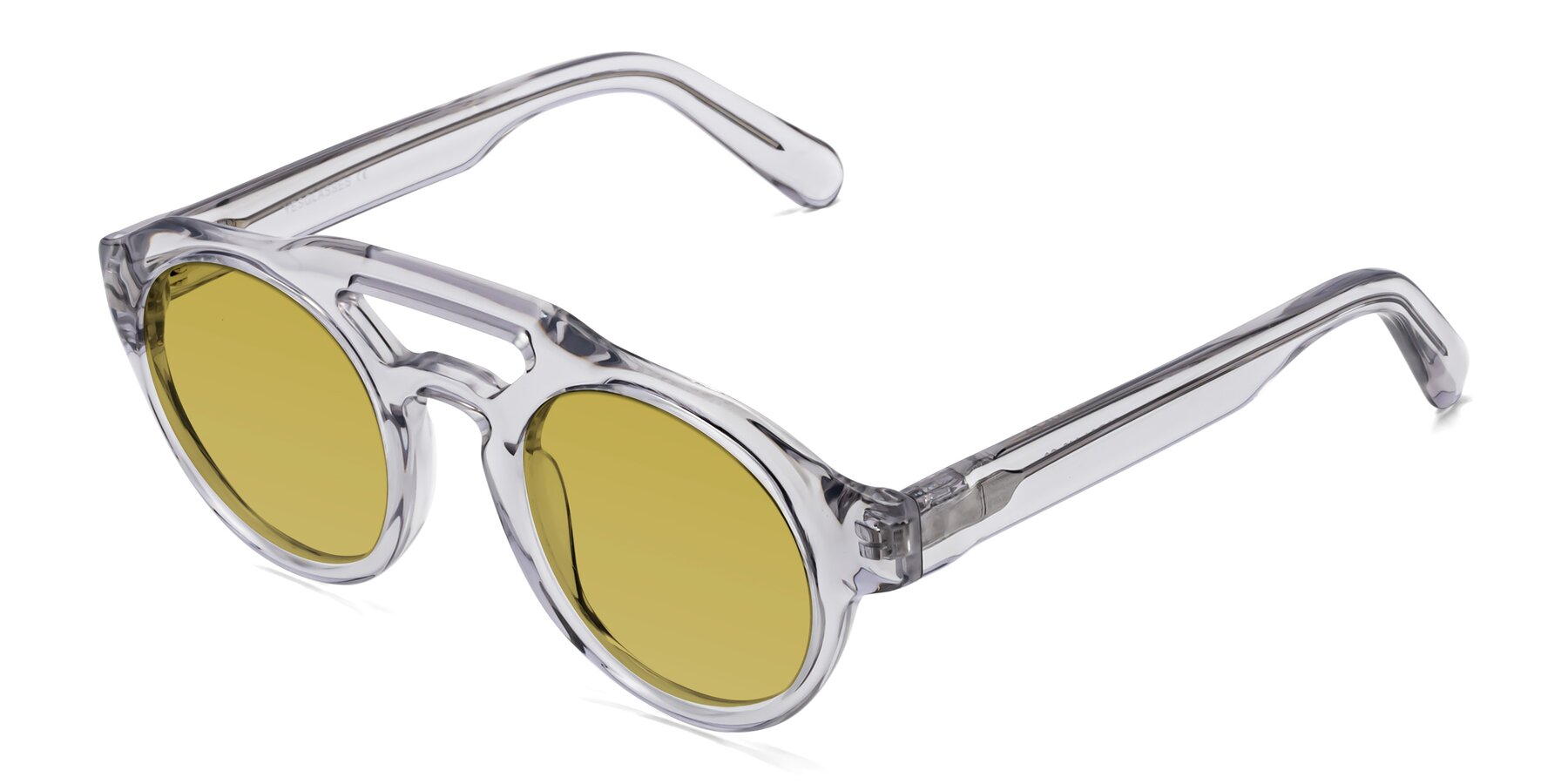 Angle of Crown in Light Gray with Champagne Tinted Lenses