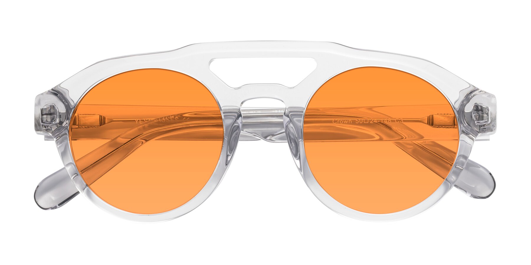 Folded Front of Crown in Light Gray with Orange Tinted Lenses
