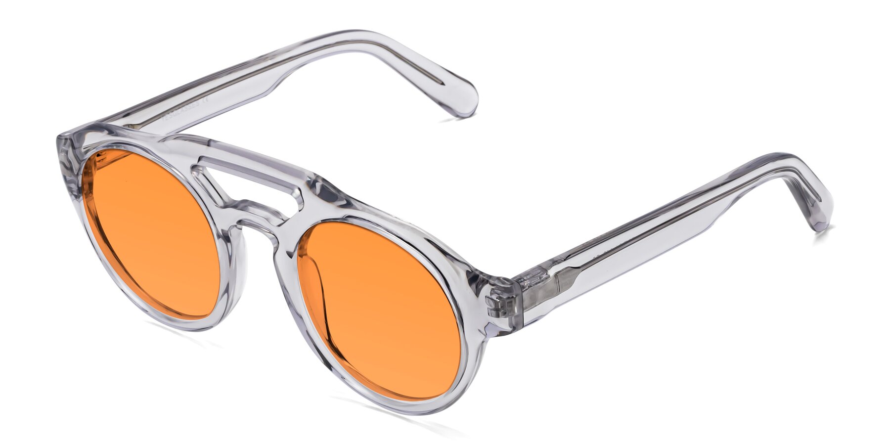 Angle of Crown in Light Gray with Orange Tinted Lenses