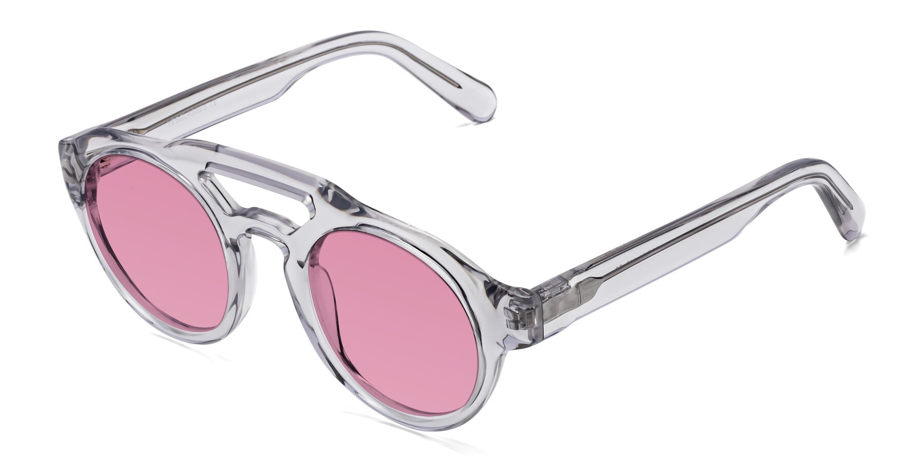 Angle of Crown in Light Gray with Medium Wine Tinted Lenses