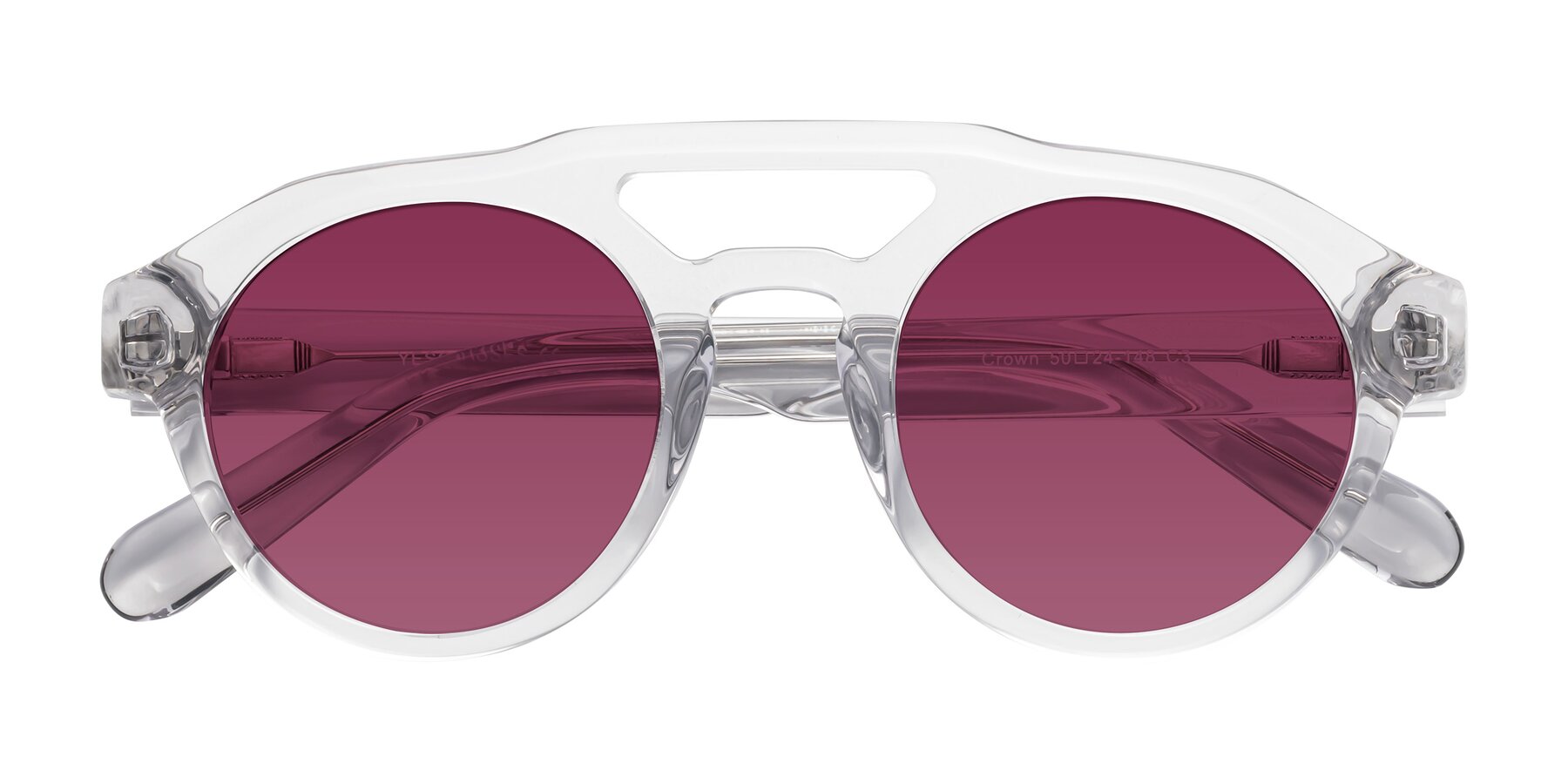 Folded Front of Crown in Light Gray with Wine Tinted Lenses