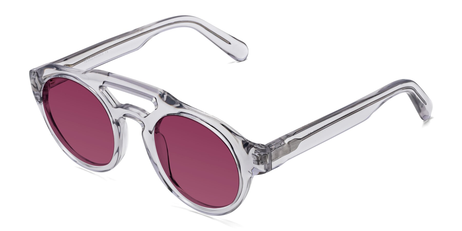 Angle of Crown in Light Gray with Wine Tinted Lenses