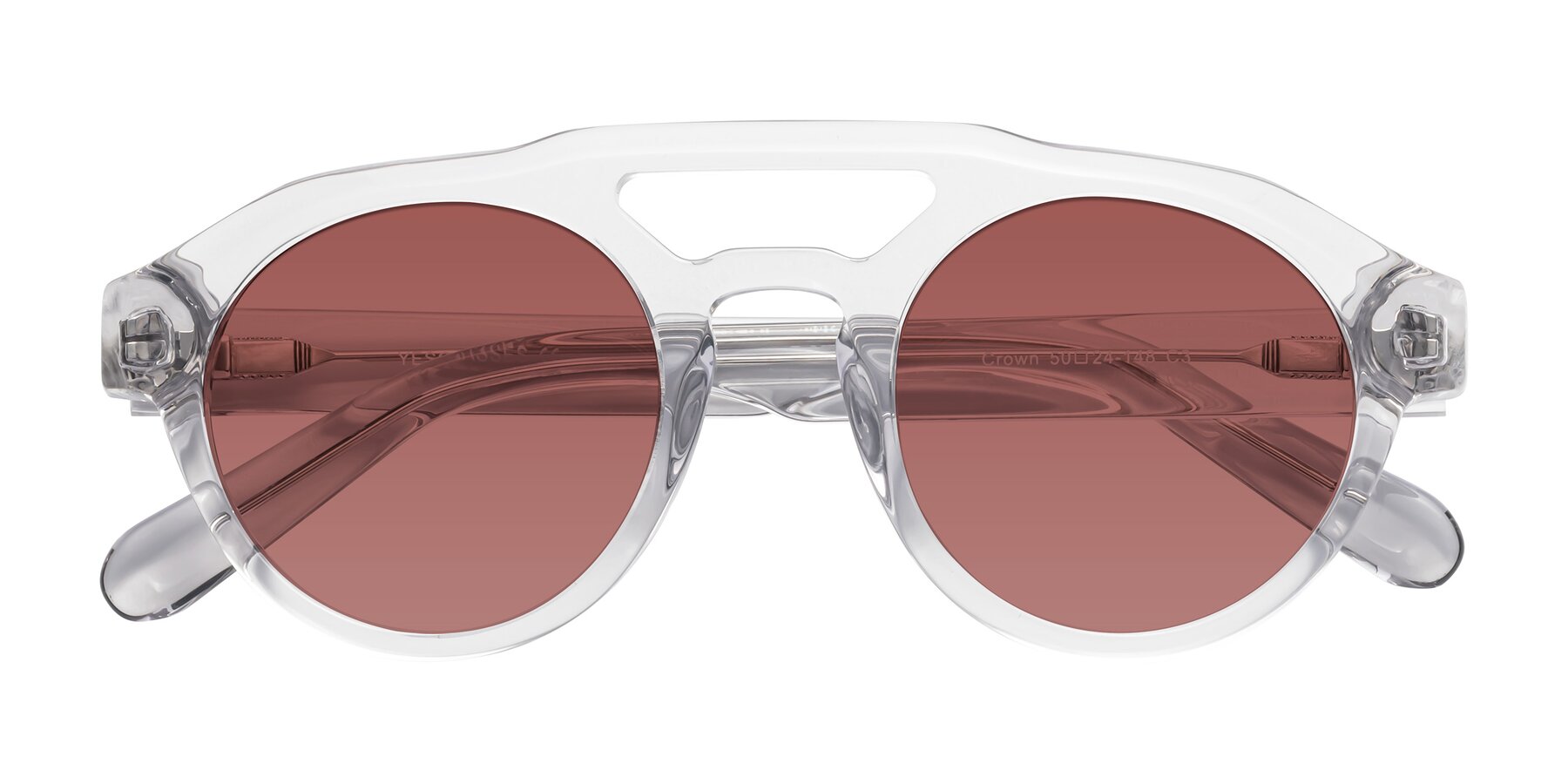 Folded Front of Crown in Light Gray with Garnet Tinted Lenses