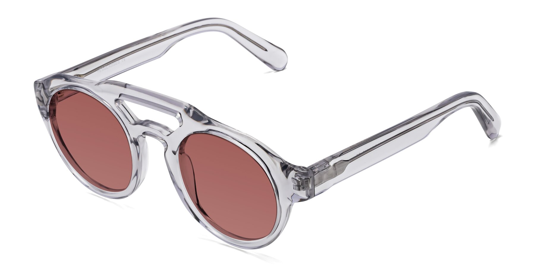 Angle of Crown in Light Gray with Garnet Tinted Lenses