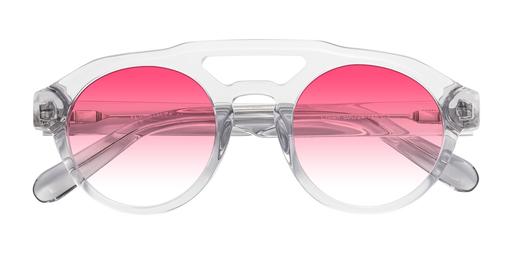 Folded Front of Crown in Light Gray with Pink Gradient Lenses