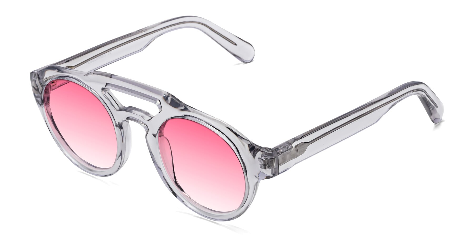 Angle of Crown in Light Gray with Pink Gradient Lenses