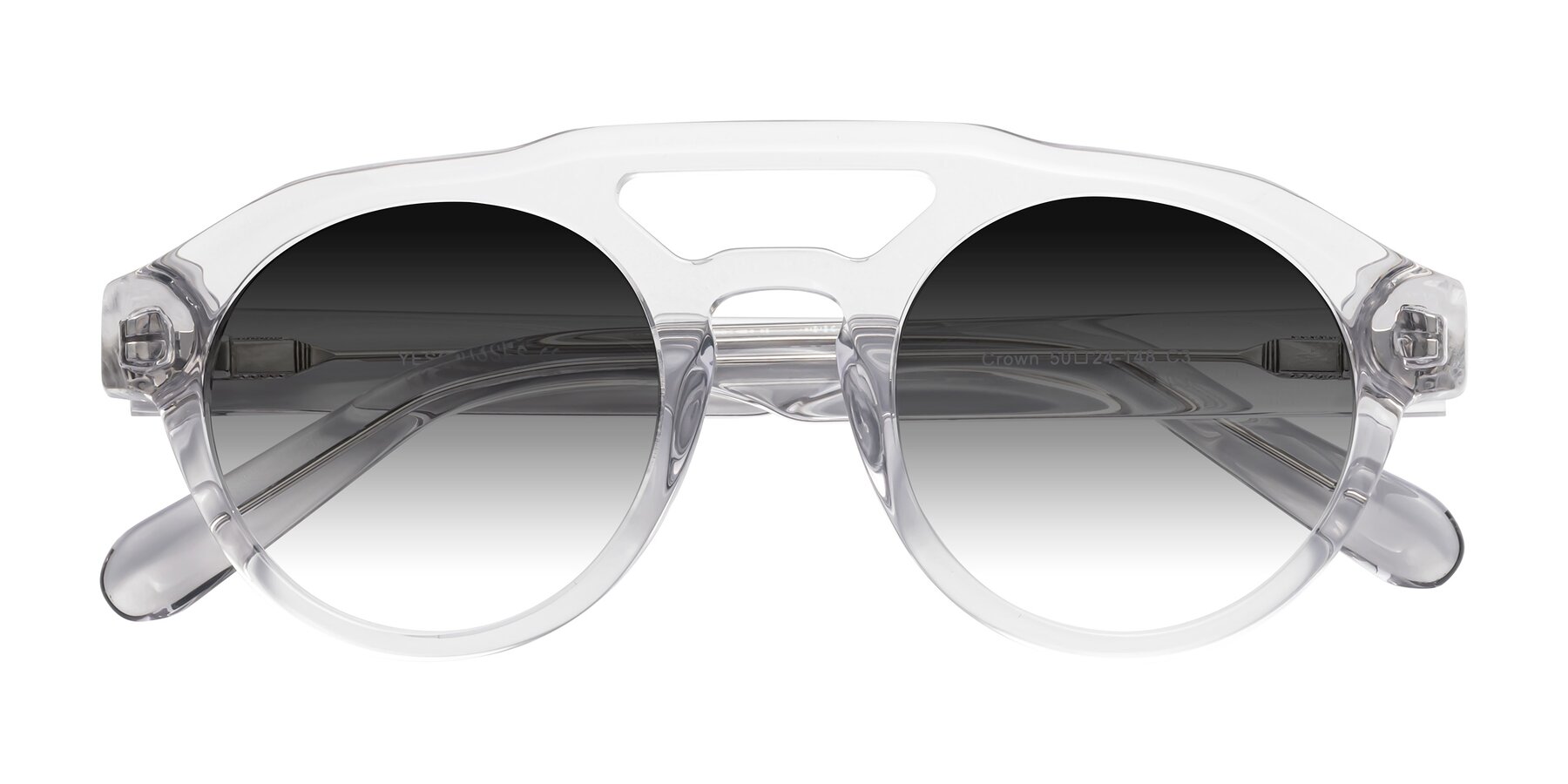 Folded Front of Crown in Light Gray with Gray Gradient Lenses