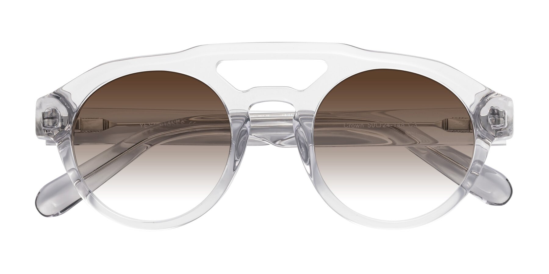 Folded Front of Crown in Light Gray with Brown Gradient Lenses