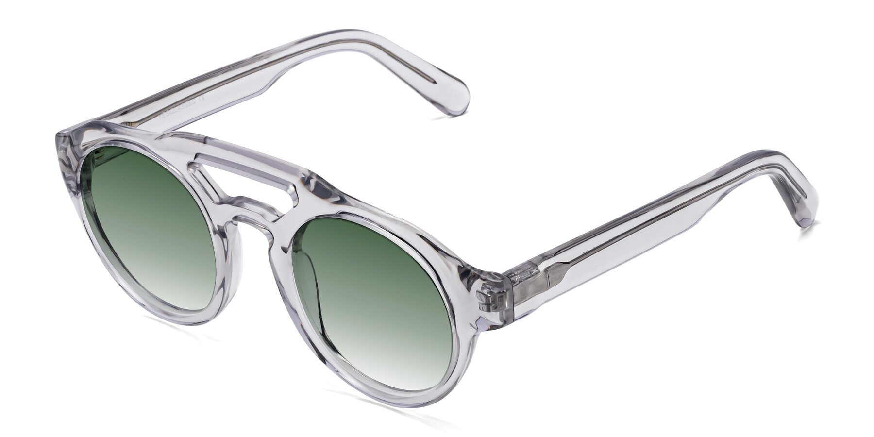 Angle of Crown in Light Gray with Green Gradient Lenses