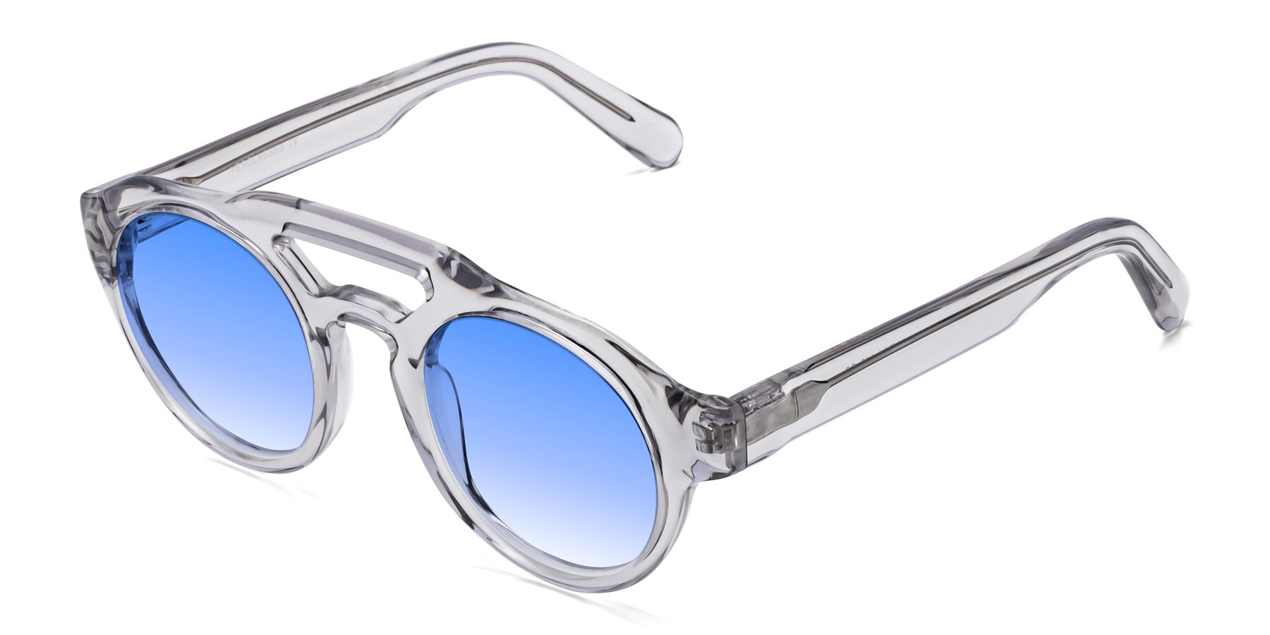 Angle of Crown in Light Gray with Blue Gradient Lenses