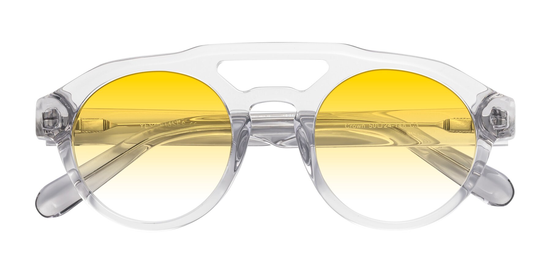 Folded Front of Crown in Light Gray with Yellow Gradient Lenses